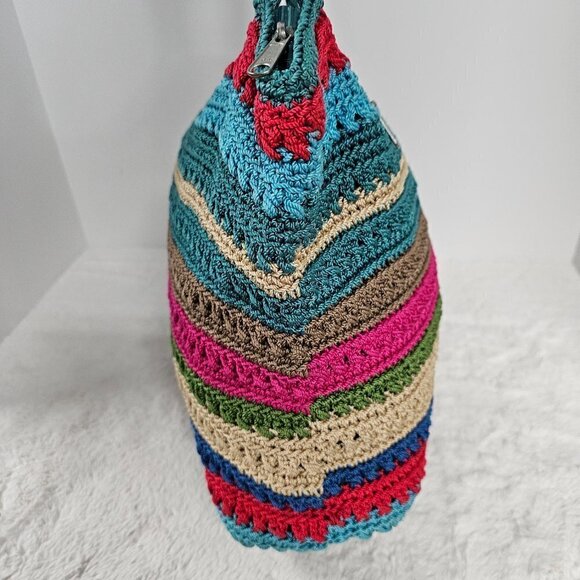 Merona Rainbow Woven Striped Boho Summer Beach Shoulder Bag - Picture 2 of 16